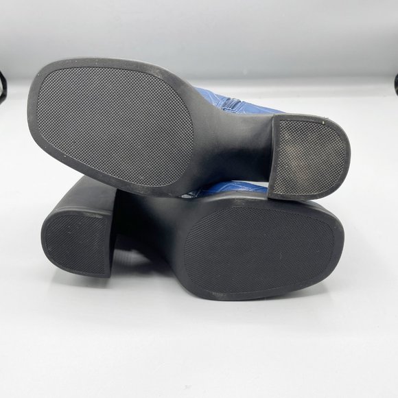 Steve Madden Faux Crocodile Blue Triple Platform Boots - Picture 5 of 7